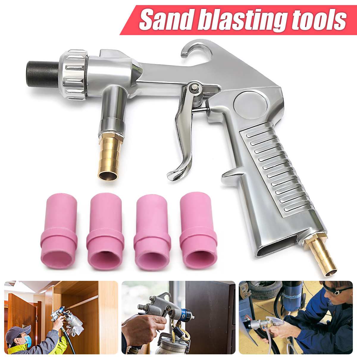 Sandblaster Air Siphon Feed Blast Nozzle Ceramic Tips Abrasive Sand Blasting with 4pcs Ceramic Nozzles Abrasive ► Photo 1/6