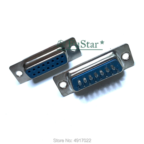 5PCS/LOT DB15 Female Male Serial Hole Base Welding Wire Type 15 Pin Plug Double Blue Plastic Connector DB 15 ► Photo 1/6