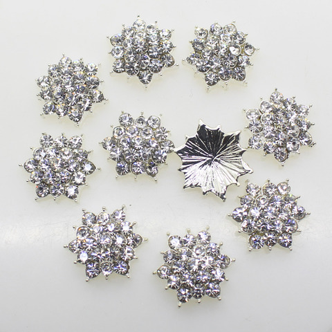HOT 10Pcs/lot 17mm  Hexagonal metal rhinestones diamond button  pearl button diy girl hair accessory  Wedding Invitation ► Photo 1/3