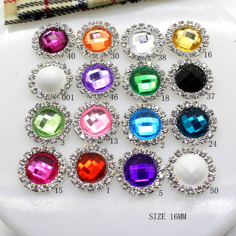 ZMASEY Sale Price 10Pcs/Lot 16MM Rhinestone Buttons Acrylic Diamond Button Invitation gail hair bowknot Flower Accessory ► Photo 1/6