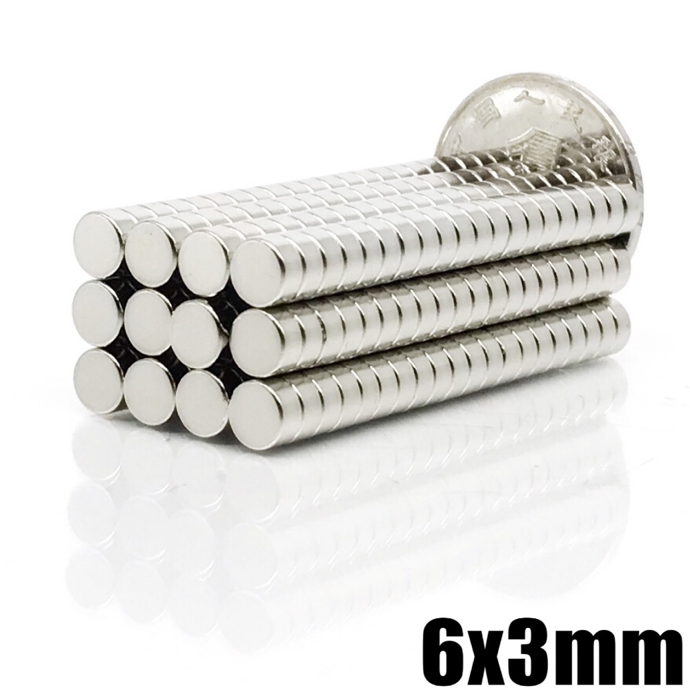 Neodyminum Rare Earth Strong Small Craft Magnets 6 x 3 mm Set of 6 