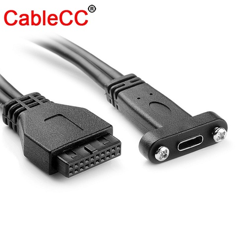 CY Single Port USB 3.1 Type C USB-C Female to USB 3.0 Motherboard 19pin Header Cable 40cm ► Photo 1/5