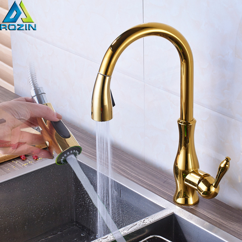 Brass Kitchen Faucet Brushed Nickel High Arch Kitchen Sink Faucet Pull Out Rotation Spray Mixer Tap Torneira Cozinha ► Photo 1/6