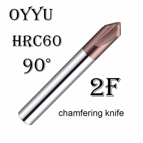 HRC60 degree tungsten steel chamfering knife solid carbide chamfering end mill 90° 2 blade CNC machining center 2 flute ► Photo 1/1