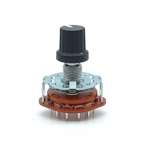 1pc RS25 Shaft Panel Mount 1P12T Band Rotary Switch Selector 1 Pole 12 Position 20MM Plum Shaft With Switch Cap ► Photo 1/6