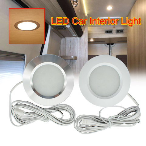 3W LED Dome light Car Interior Reading Lamp Alloy 12LED Ceiling Lamp For Caravan Bus Boat with 2 meters Wire ► Photo 1/6