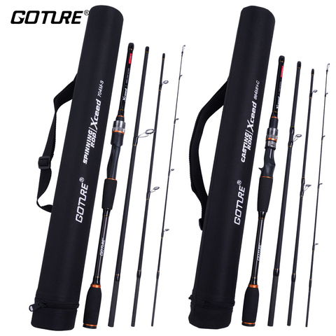 Goture 1.98M 2.1M 2.4M 2.7M 3.0M Carbon Fishing Rod Spinning Casting M/MH Power 4 Pieces Travel Rods with Portable Bag ► Photo 1/6