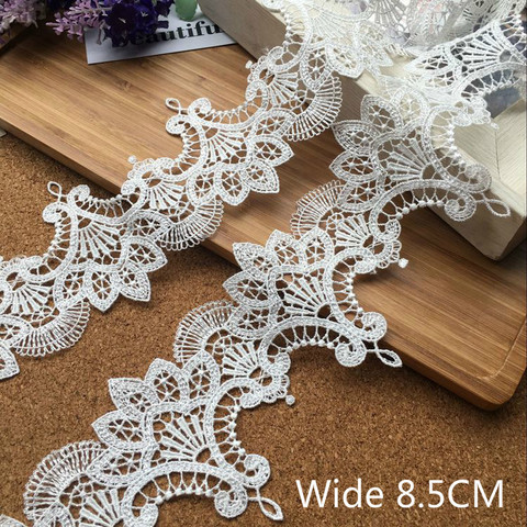 8.5CM Wide Luxury White Water Soluble Lace Exquisite Embroidered Ribbons Collar Applique Trim Curtains Dress DIY Sewing Supplies ► Photo 1/5