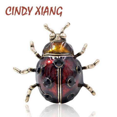 CINDY XIANG Big Cute Wine Red Color Beetle Brooches for Women Vintage Bugs Brooch Pin Fashion Suit Accessories High Quality Gift ► Photo 1/6