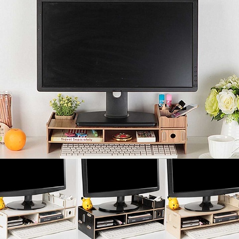 Multi-function Desktop Monitor Stand Computer Screen Riser Wood Shelf Plinth Strong Laptop Stand Desk Holder For Notebook TV ► Photo 1/5