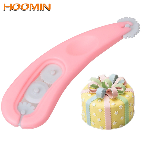 HOOMIN 4 Wheels Fondant Embosser Cutter Icing Stitching Cutter Knife Sugarcraft Paste Embosser Cake Decoration Mold Pastry Tools ► Photo 1/6