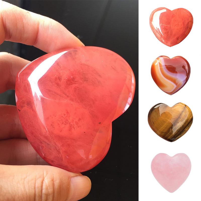 Natural Tiger's-Eye Stone Crystal Carved Heart Shaped Palm Healing Love Gemstone 