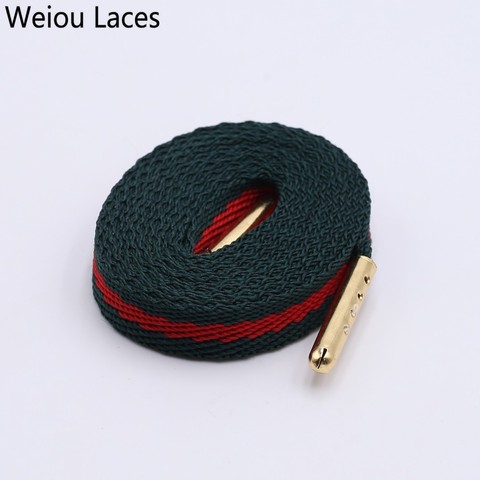 Weiou 8mm Green Red Webbing Ribbon Shoelaces Polyester Flat Laces Single Layer Shoestrings With Plastic Tips For Shoes Sneakers ► Photo 1/6