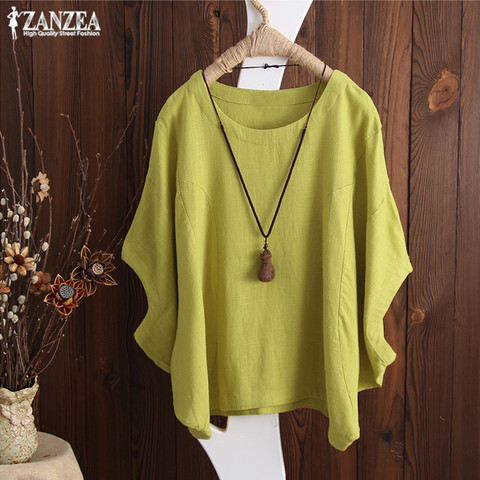 2022 ZANZEA Womens Shirts Plus Size Summer Blouse  Sleeve Solid Baggy Blusas Feminina Work Top Lady Kaftan Casual Chemise ► Photo 1/6