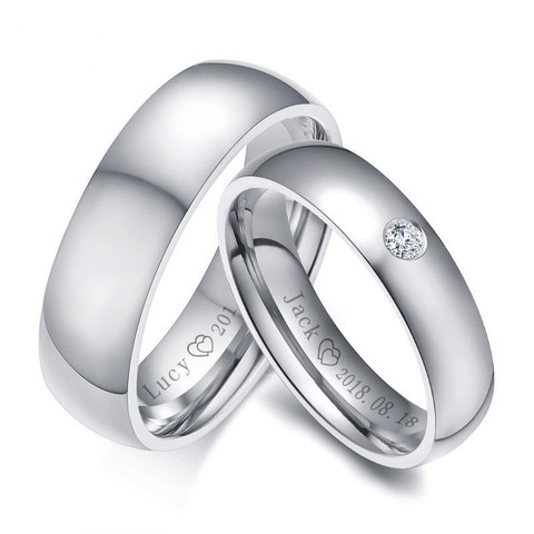 Basic Wedding Bands Rings for Women Man Custom Engrave Name Date Love Info Promise Alliance Anniversary Valentine's Day Gift ► Photo 1/6