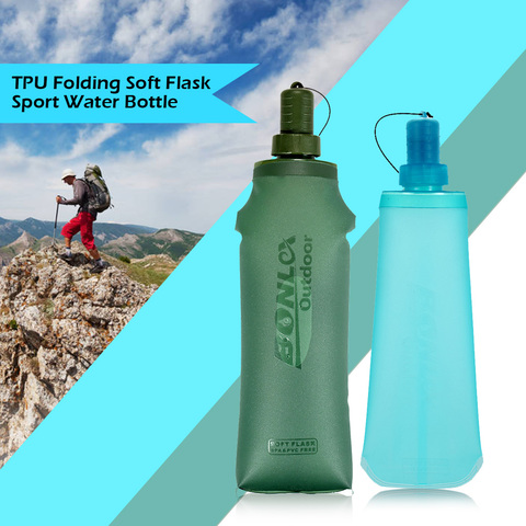 TPU Folding Soft Flask Sport Water Bottle Running Camping Hiking Water Bag Collapsible Drink Water Bottle Water Bag ► Photo 1/6
