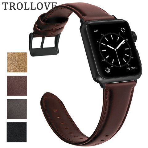 Oil Wax Leather Bracelet For Apple Watch Band 42mm 38mm 44mm 40mm Series 5 4 3 2 For Apple Watch Strap iWatch 5 Wrist Watchband ► Photo 1/6