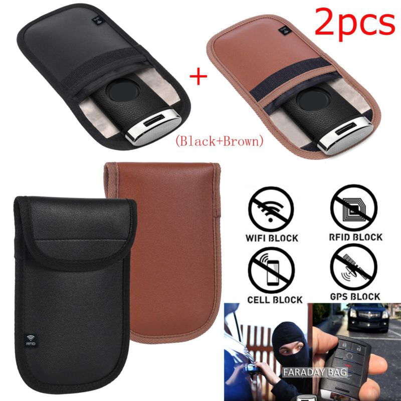 2x Anti-theft RFID Signal Blocking Faraday Keyless Entry Car Key Pouch Case Bag RFID Signal Blocking Bag Cover Keychain Key ► Photo 1/6