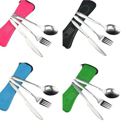 Stainless Steel Cutlery Set Portable Spoon Fork Knife Travel Picnic Western Tool Set Kitchen Accessories For Home Outdoors ► Photo 1/6