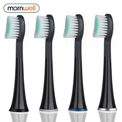 Mornwell 4pcs Black Rubberied Replacement Toothbrush Heads with Caps for Mornwell D01B Electric Toothbrush ► Photo 1/6