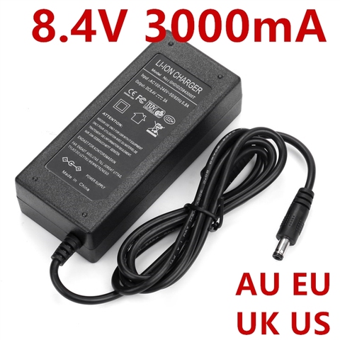 1PCS 8.4V 3A Power Supply AC 100-240V to DC Power Adapter  US / EU / UK / AU  plug DC 8.4V3000mA  ► Photo 1/5