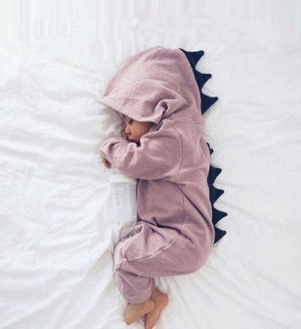 Baby Boy Girl 3D Dinosaur Costume Solid pink gray Rompers warm spring autumn cotton romper Playsuit Clothes ► Photo 1/6