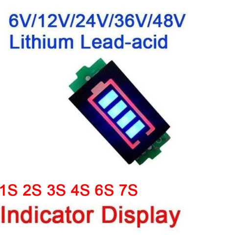 1S 2S 3S 4S 6S 7S Lithium Lead-acid Battery Capacity Indicator Meter Tester Display 6V 12V 24V 36V 48V Power Level Li-ion ► Photo 1/1