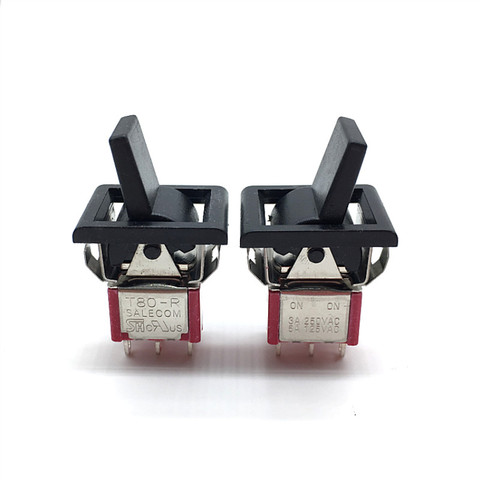 2pcs Toggle Switch AC 250V/3A 125V/5A SPDT 6Pin 2 Positions ON-ON Toggle Switch T80-R ► Photo 1/5