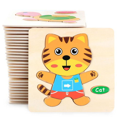 Wooden Puzzle 3d Kids Toys Baby Learning Cartoon Animal jigsaw Educational  Puzzl