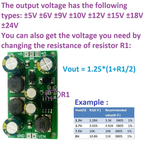 2 in 1 8W Boost-Buck Dual +- Voltage Board 3-24V to 5V 6V 9V 10V 12V 15V 18V 24V for ADC DAC LCD op-amp Speaker ► Photo 1/6