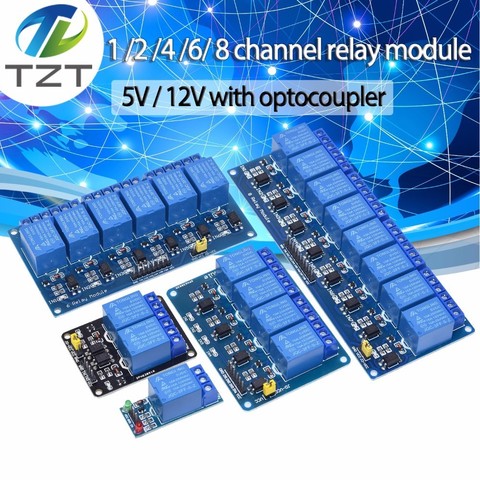 TZT 5v 1 2 4 6 8 channel relay module with optocoupler. Relay Output 1 /2 /4 /6 / 8 way relay module 12V  for arduino blue ► Photo 1/6
