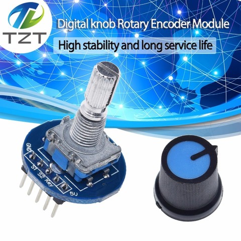 TZT Rotary Encoder Module for Arduino Brick Sensor Development Round Audio Rotating Potentiometer Knob Cap EC11 ► Photo 1/6