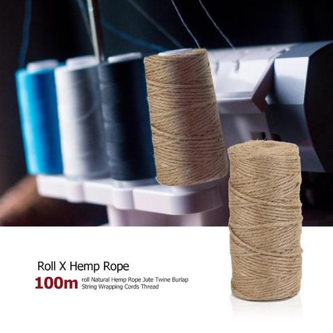 100M/Roll Natural Jute Twine Hemp Rope Braided Jute Rope Cord String for  Gifts Christmas DIY