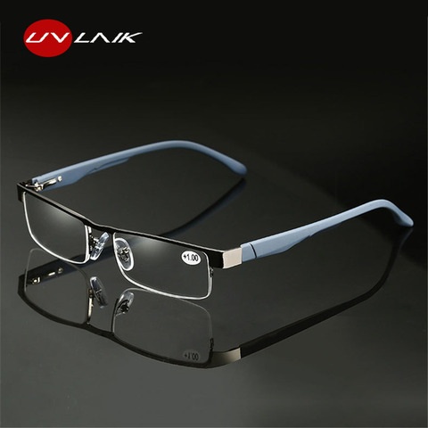 UVLAIK Alloy Reading Glasses Men High Quality Business Eyeglasses Hyperopia Prescription glasses +1.0 1.5 2.0 2.5 3.0 3.5 4.0 ► Photo 1/6