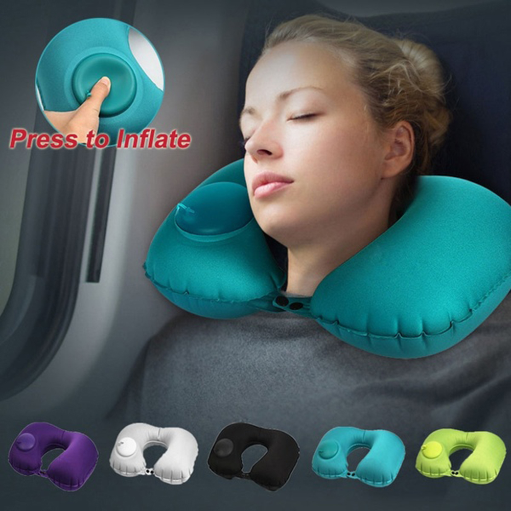 Inflatable Neck Pillow U-Shape Headrest Car Flight Travel Soft Nursing Cushion 
