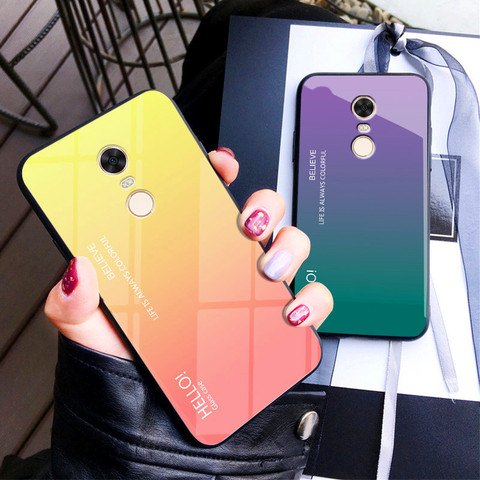 Redmi Note 4 Note4 Case Gradient Aurora Tempered Glass Back Cover For Xiaomi Redmi Note 4X Note4X Colorful Shell Protector ► Photo 1/6