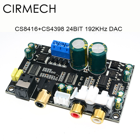 CIRMECH Optical coaxial audio decoder CS8416 CS4398 chip 24BIT192KHz SPDIF coaxial Optical fiber DAC decode board For amplifier ► Photo 1/6