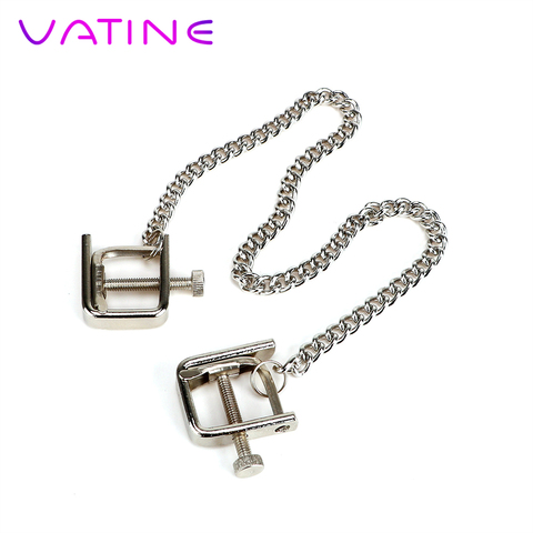 VATINE Stainless Steel Breast Nipple Clamps Clips Nipple Stimulator Metal Chain Erotic Sex Toys for Couple Adult Games ► Photo 1/6