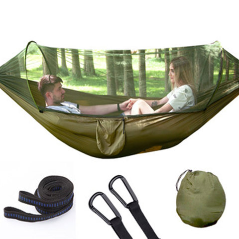 Outdoor Mosquito Net Parachute Hammock Camping Hanging Sleeping Bed Portable High Strength Sleeping Swing 290x140cm ► Photo 1/6
