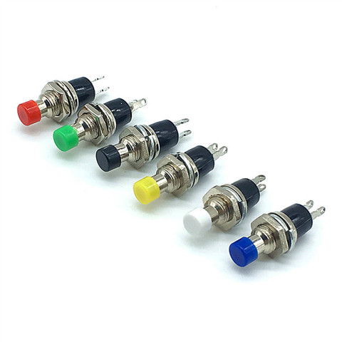 10Pcs 7mm Thread Multicolor 2 Pins Momentary Push Button Switch PBS110 Non Lock Reset Switch ► Photo 1/6