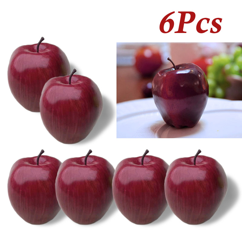 6pcs Artificial apples Plastic Red Delicious Fruit Display For Kitchen Home Foods Decor Home Party Decoration Artificial Apples ► Photo 1/6