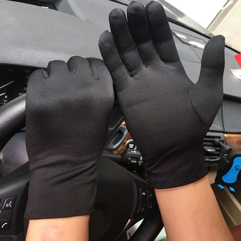 Spring Summer Spandex Gloves Women Men Black White Etiquette Short Gloves Thin Sports Driving Sun Protection Five Fingers Gloves ► Photo 1/6