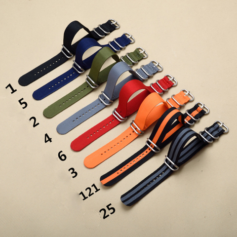 Resistant Straps ZULU NATO Watchband Heavy Duty Nylon Canvas Strap Ring Buckle 18mm 20mm 22mm 24mm Striped Men Replacement Band ► Photo 1/6