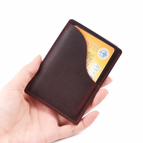 Moterm Genuine Leather Business Credit ID Card Holder Crazy Horse Leather Travel Credit Wallet Men Purse Case Free Shipping ► Photo 1/6