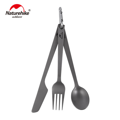 Naturehike Lightweight Titanium Cutlery Knife Fork Spoon Ultralight Portable High Strength Three in One Cutlery NH19T012-D ► Photo 1/6