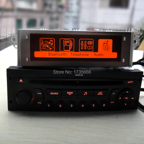 Red monitor + RD45 car radio CD player supports Bluetooth AUX USB MP3 for Citroen C3 C4 C5 for Peugeot 207 206 307 308 807 ► Photo 1/5