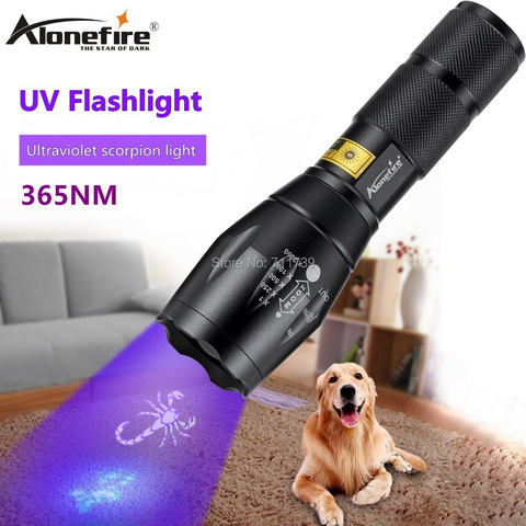 AloneFire E17 UV Led Flashlight 365nm Ultraviolet Zoomable Invisible Cat Dog Pet Stains Hunting Marker Checker AAA 18650 battery ► Photo 1/6