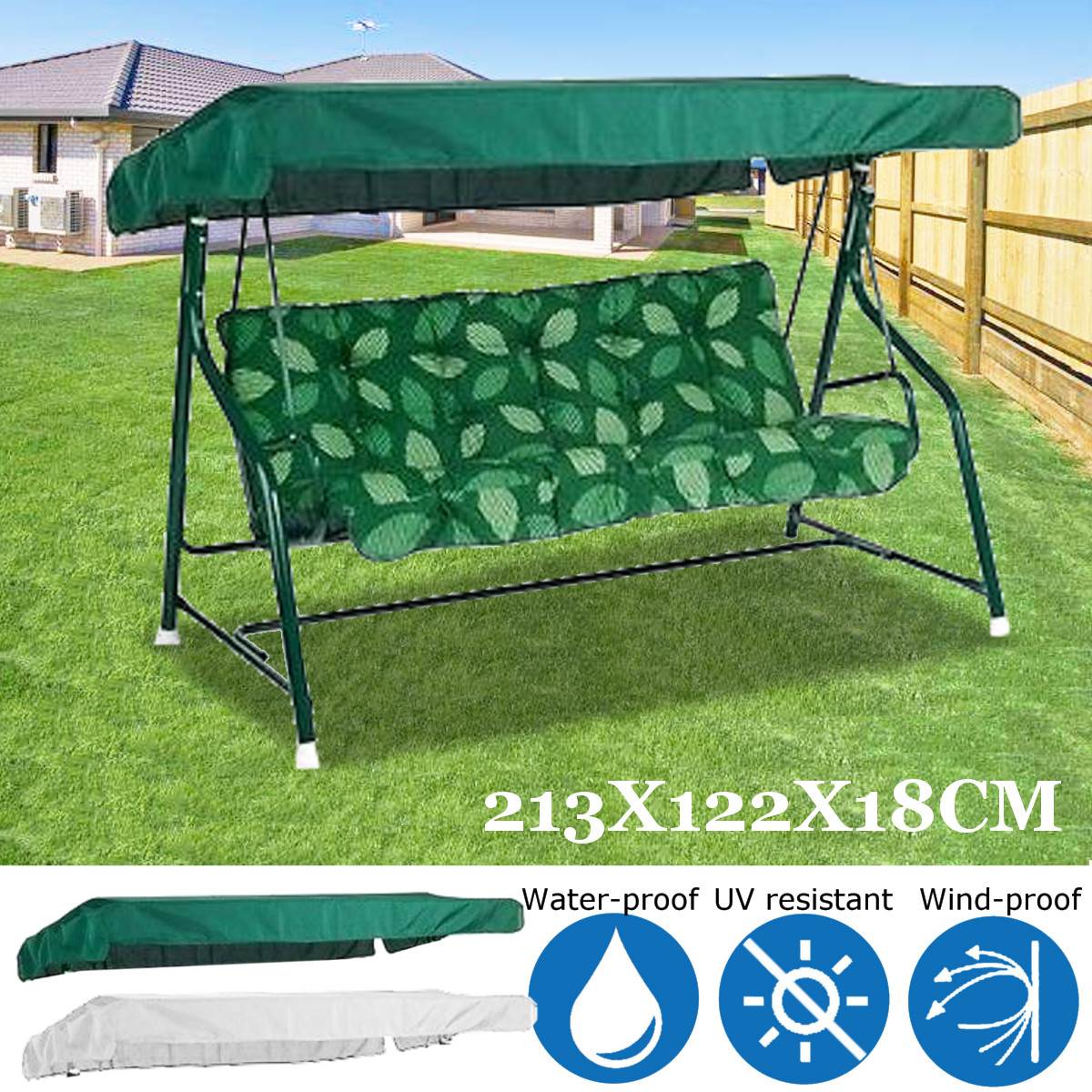 Courtyard Garden Swing Hammock 3-Seater Chair Cover Waterproof Protection Patio