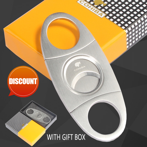 COHIBA Cigar Cutter Brand New Stainless Steel Metal Classic Cigar Cutter Guillotine With Gift Box Christmas Cigar Scissors Gift ► Photo 1/6