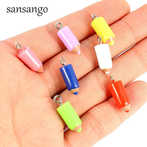 10 Piece Alloy Resin Pencil Pendant Charms For Fashion Jewelry Making DIY Necklace Bracelets Wholesale ► Photo 1/6